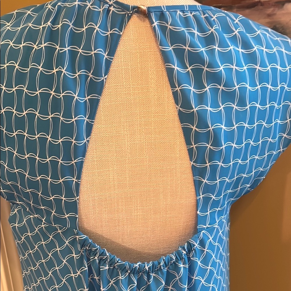 ๐๏ธ Banana Republic Blue Cap Sleeve Blouse Relaxed Fit, Size 6 - Picture 4 of 6